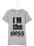Philipp Plein Junior I'm The Boss Print T-shirt - Grey
