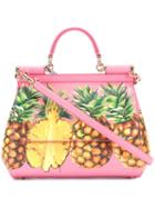Dolce & Gabbana Pineapple Print Handbag, Women's, Pink/purple, Leather
