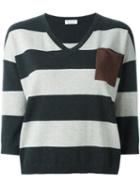 Brunello Cucinelli Striped Sweater, Women's, Size: Small, Grey, Cashmere