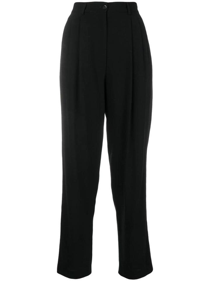 Giorgio Armani Pre-owned Pleated Cropped Trousers - Black