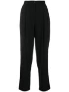 Giorgio Armani Pre-owned Pleated Cropped Trousers - Black