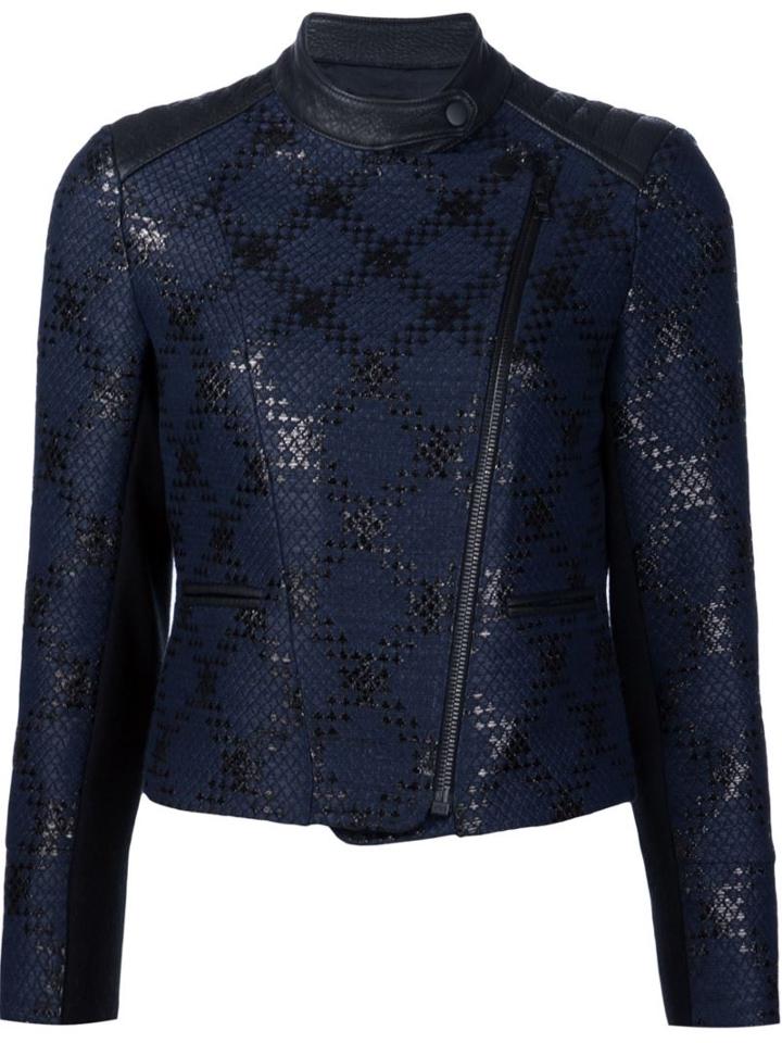 Yigal Azrouel 'diamond Plaid' Biker Jacket, Women's, Size: 8, Black, Lamb Skin