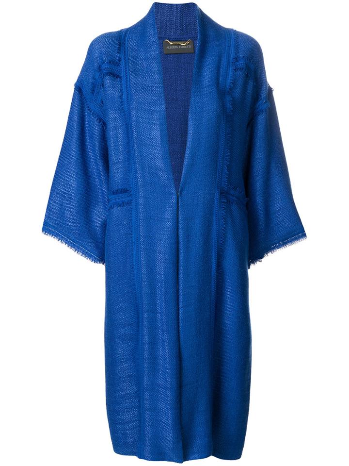 Alberta Ferretti Raw Edge Oversized Coat - Blue