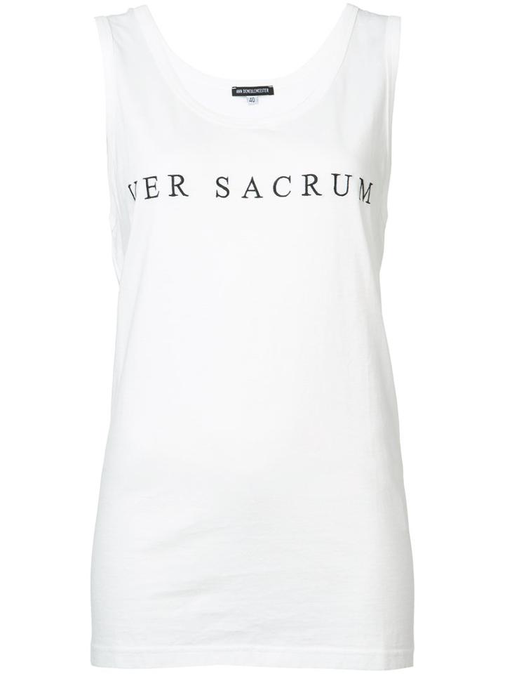 Ann Demeulemeester - Front Print Tank Top - Women - Cotton - 40, Women's, White, Cotton