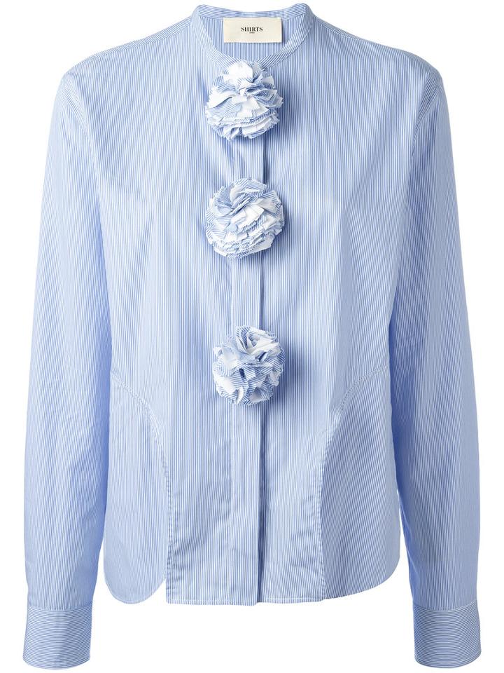 Ports 1961 Seersucker Pom-pom Shirt, Women's, Size: 44, Blue, Cotton