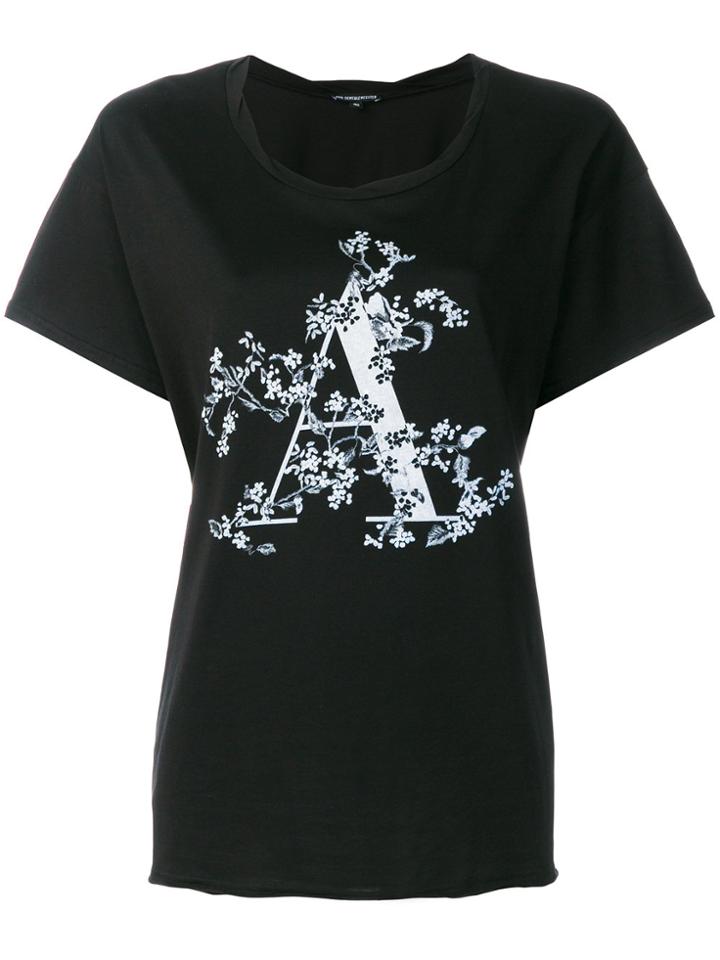Ann Demeulemeester Longline Chest Print T-shirt - Black