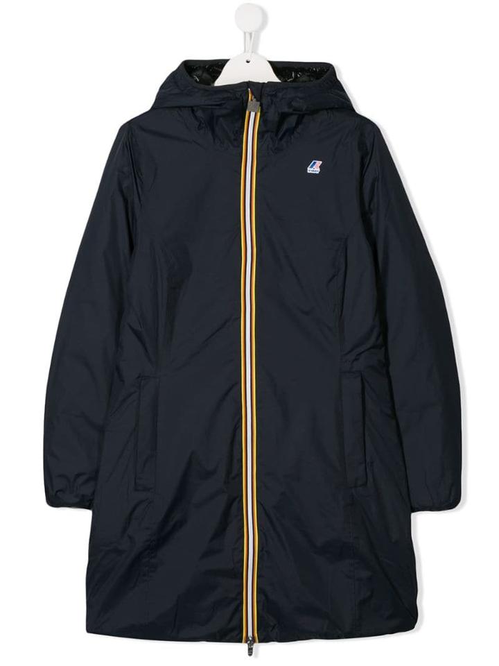 K Way Kids Teen Reversible Zip Up Coat - Blue