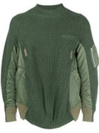 Sacai Panelled Sweater - Green