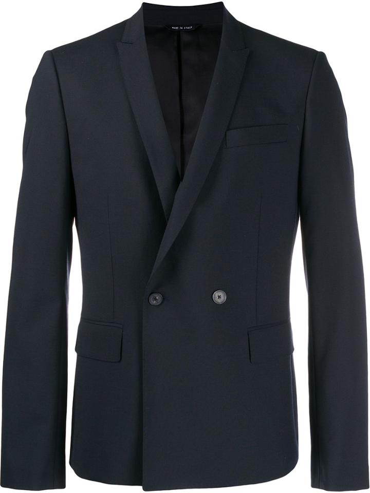 Les Hommes Fitted Double-breasted Blazer - Blue