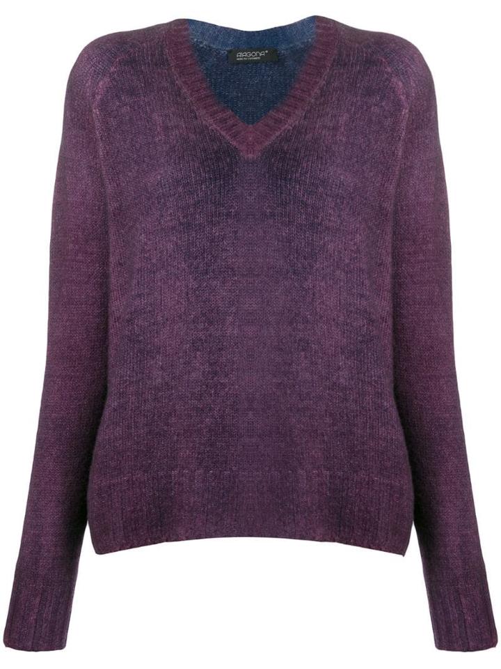 Aragona Loose-fit V-neck Jumper - Purple