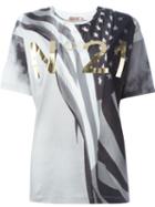 No21 Usa Flag Print T-shirt, Women's, Size: 40, Grey, Cotton