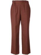 Muveil Lips Print Straight Trousers, Women's, Size: 36, Brown, Cotton/cupro