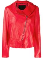 Giorgio Armani Diagonal Zip Biker Jacket - Red
