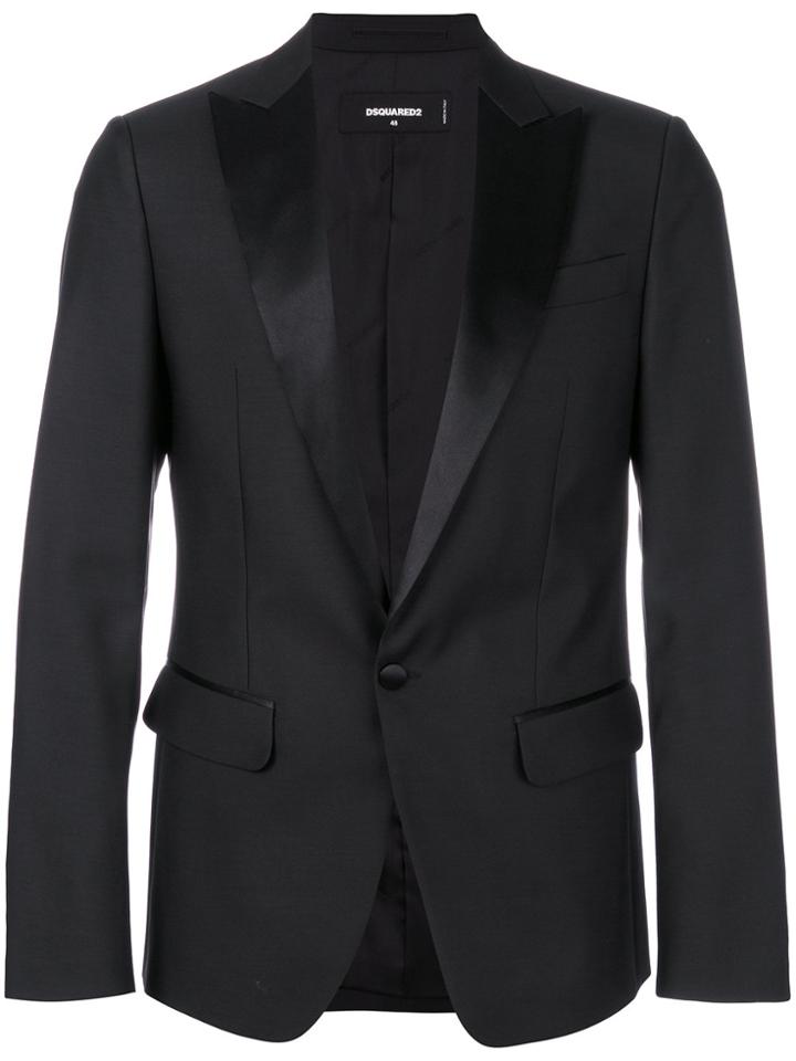 Dsquared2 Satin Peaked Lapel Blazer - Black