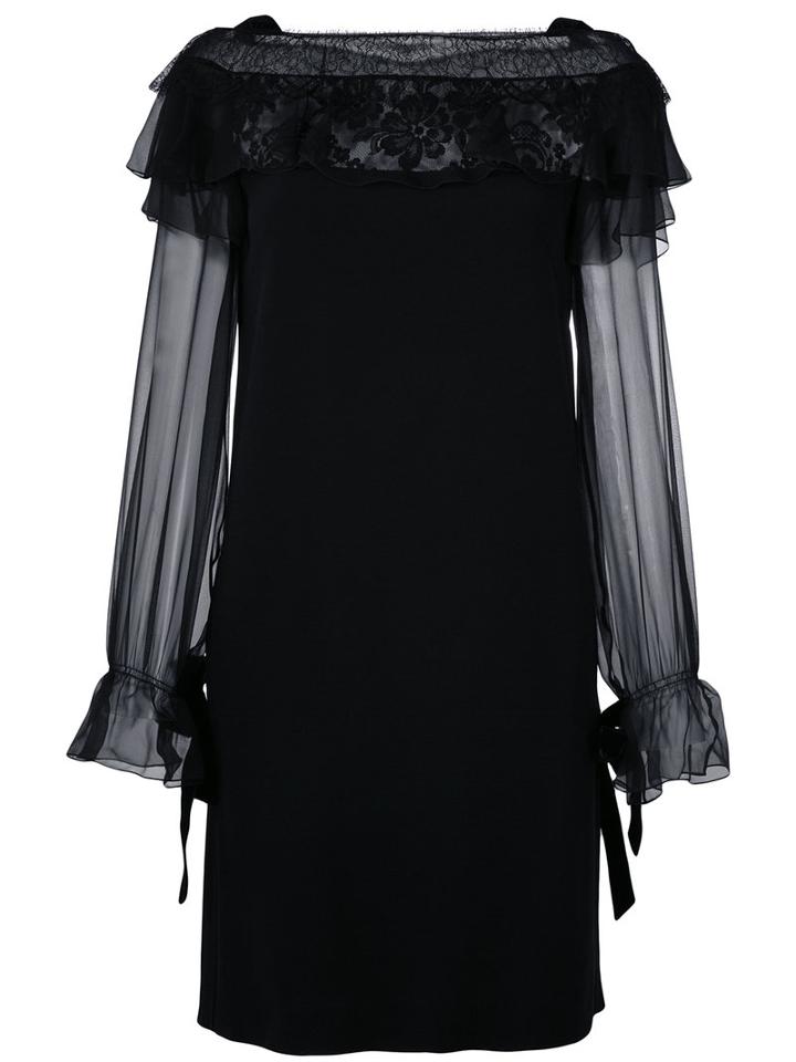 Lace Trim Dress - Women - Silk/cotton/polyamide/viscose - 44, Black, Silk/cotton/polyamide/viscose, Alberta Ferretti