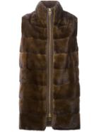 Liska Cashmere Zipped Vest, Women's, Size: Xs, Brown, Mink Fur/cashmere