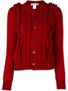 Comme Des Garçons Comme Des Garçons Ruffled Cardigan, Women's, Size: Medium, Red, Wool