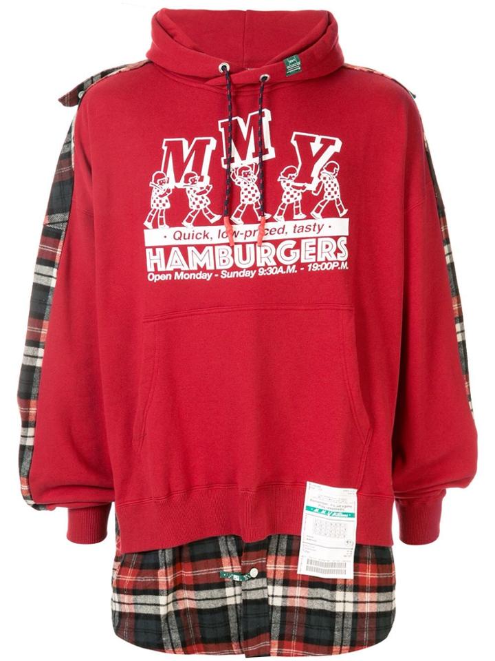 Maison Mihara Yasuhiro Deconstructed Shirt Hoodie - Red