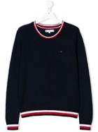Tommy Hilfiger Junior Teen Striped Trim Jumper - Blue