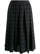 Apuntob Pleated Plaid Skirt - Black