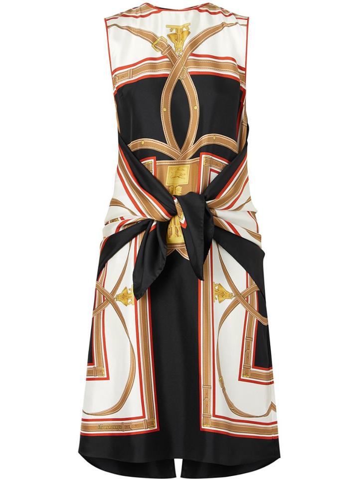 Burberry Archive Scarf Print Silk Dress With Detachable Scarf - Black