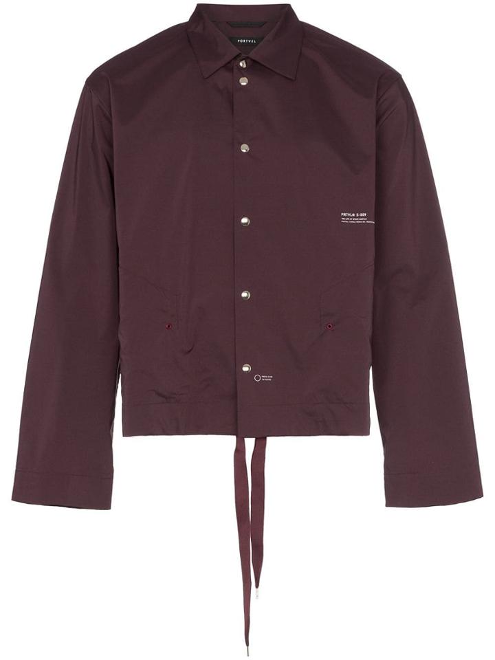 Portvel Drawstring Hem Shirt Jacket - Red