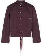 Portvel Drawstring Hem Shirt Jacket - Red