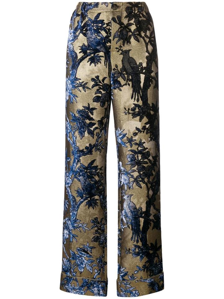 F.r.s For Restless Sleepers Floral Print Trousers - Metallic