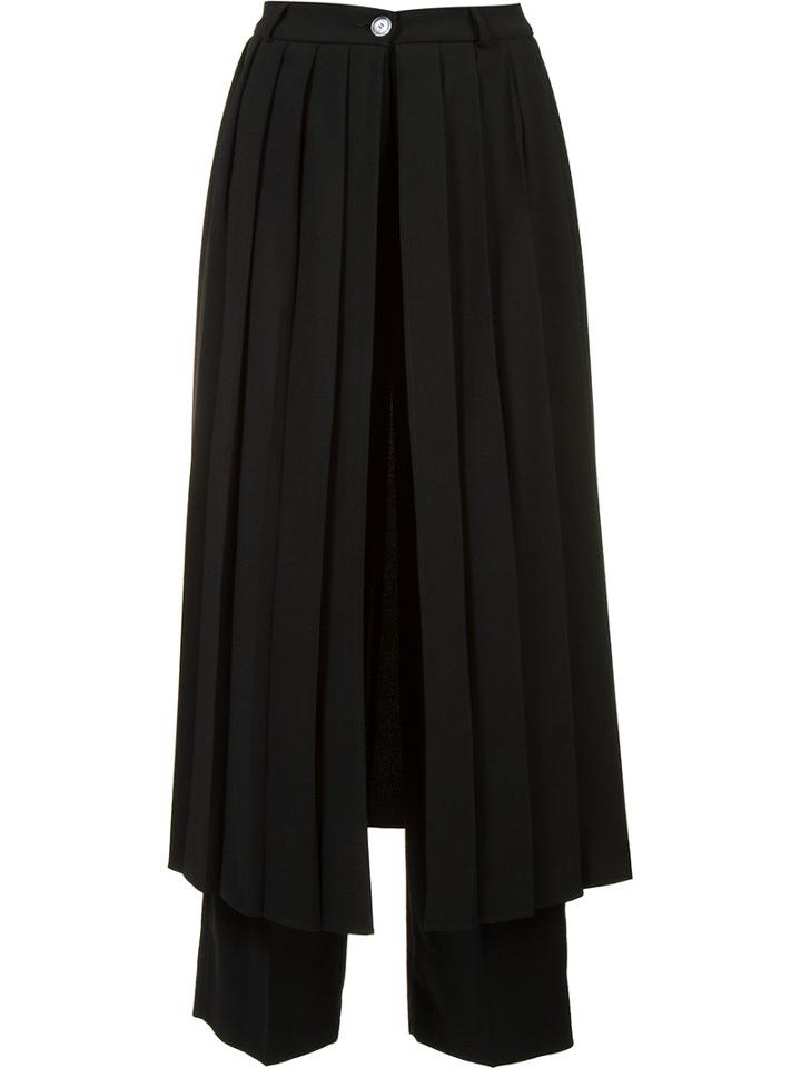 Off-white Pleated Panel Trouserss, Size: Large, Black, Viscose/polyester