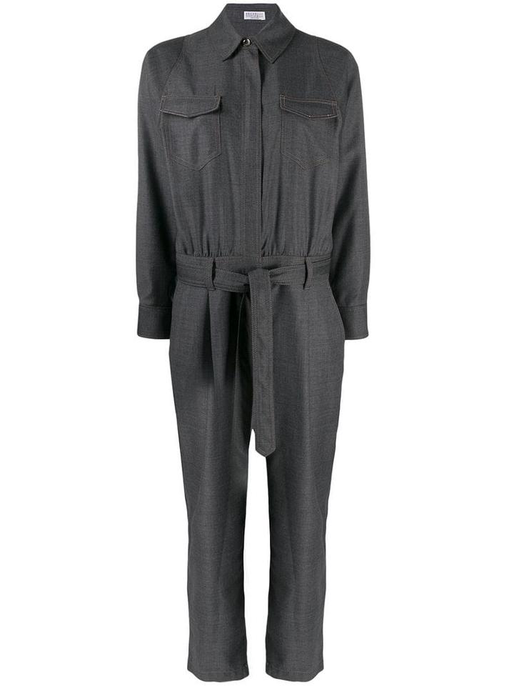 Brunello Cucinelli Belted Jumpsuit - Grey