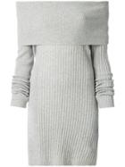 Twin-set Slash-neck Ribbed Jersey Dress - Grey