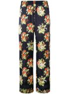Paco Rabanne Floral Print Straight Trousers - Black