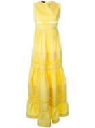 Rochas Pleated Long Dress, Women's, Size: 40, Yellow/orange, Cotton/spandex/elastane/polyamide