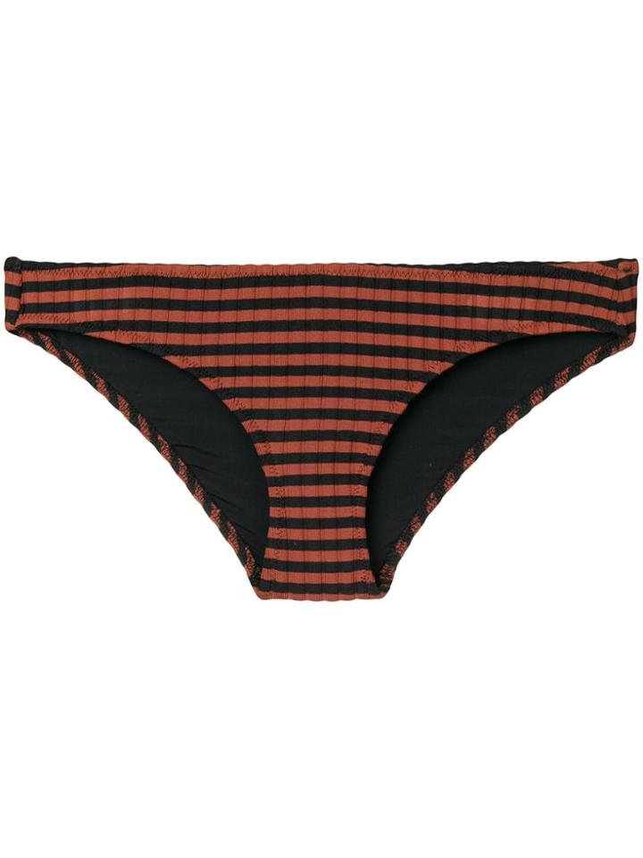 Solid & Striped Ribbed Bikini Bottom - Brown