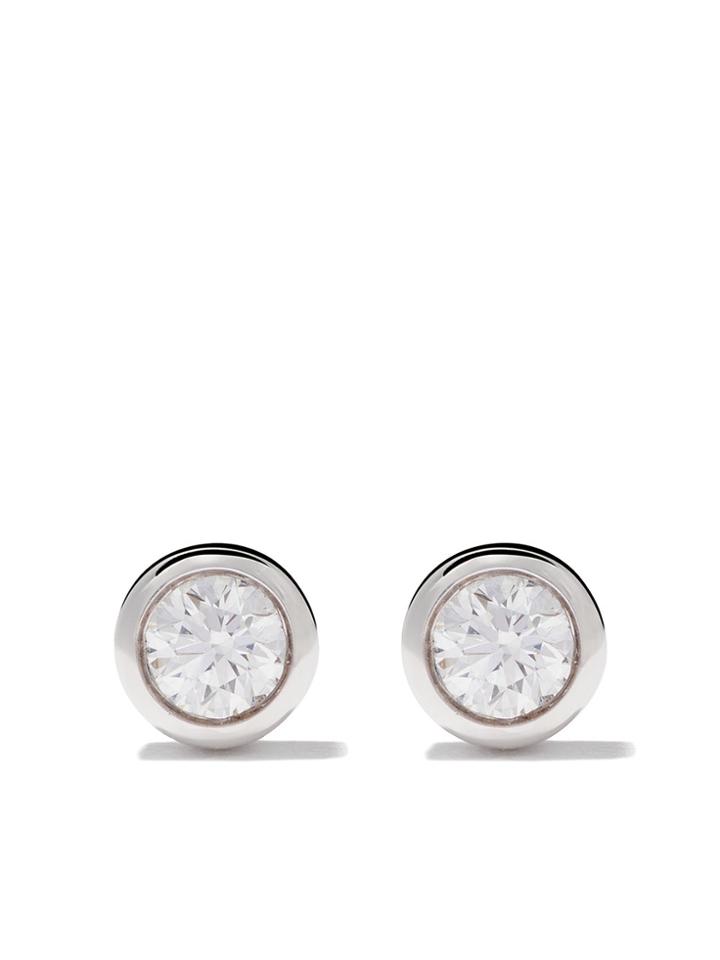 De Beers 18kt White Gold Dewdrop One Diamond Stud Earrings -