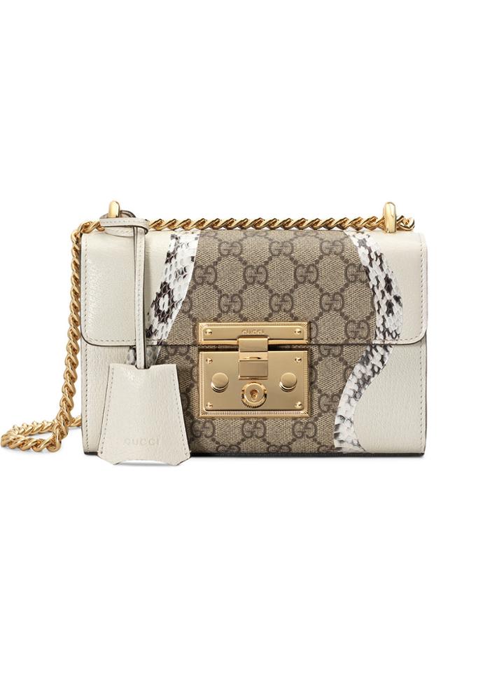 Gucci Padlock Snakeskin Small Shoulder Bag - White