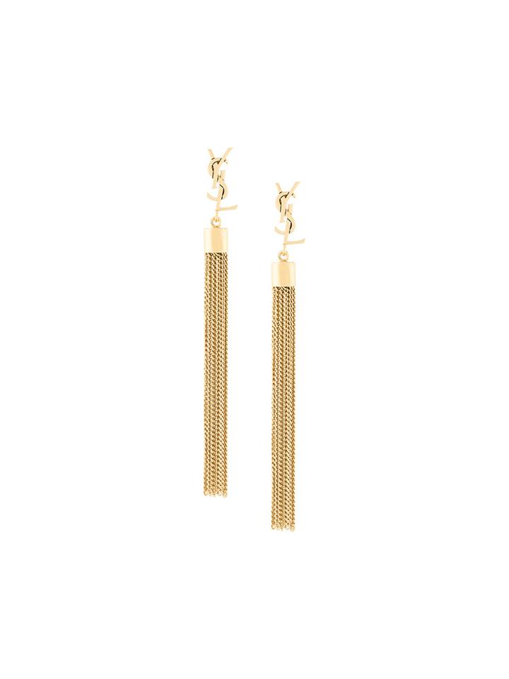 Saint Laurent Monogram Mini Tassel Earrings - Metallic