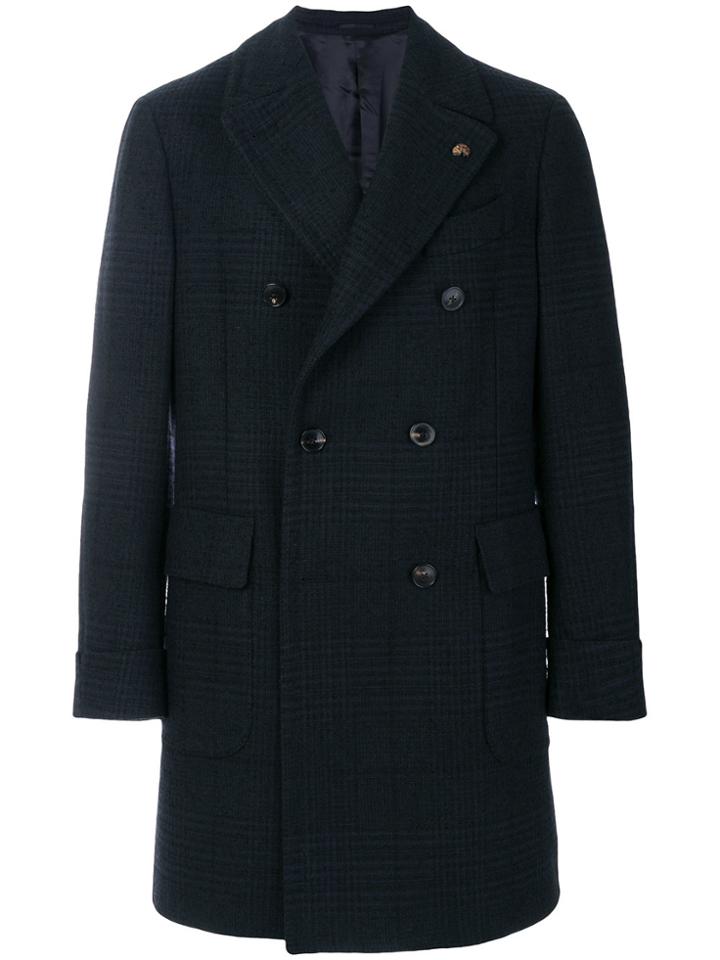 Gabriele Pasini Double Breasted Plaid Coat - Blue