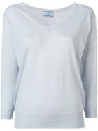 Prada Fine V-neck Sweater - Blue