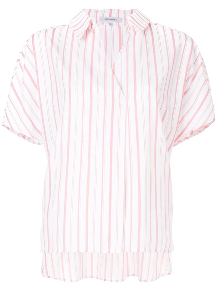Guild Prime Striped V-neck Shirt - White
