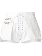 Unravel Project Reverse Lace-up Shorts - White
