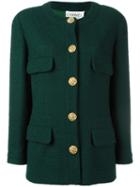 Chanel Vintage Collarless Buttoned Jacket, Women's, Size: 40, Green