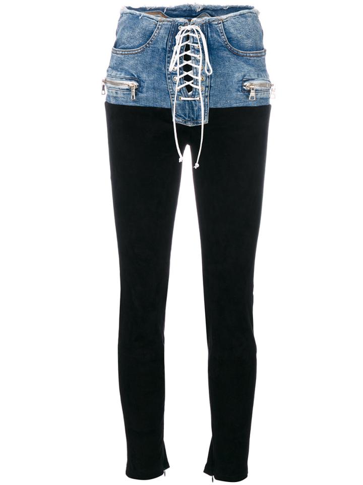 Unravel Project Contrast Denim Biker Trousers - Black