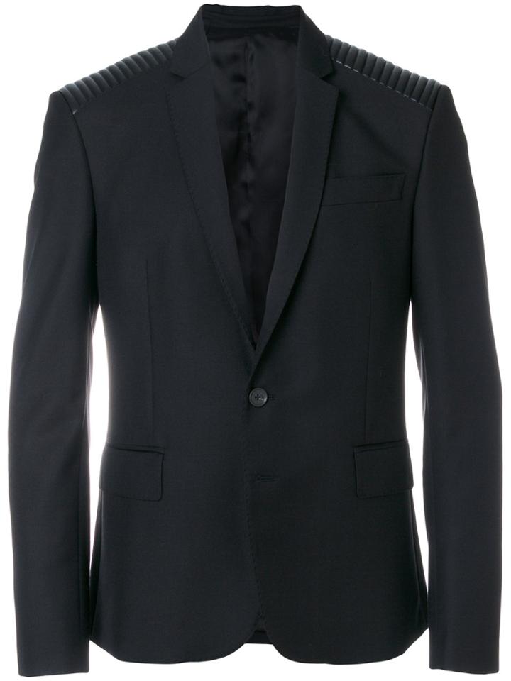 Les Hommes Urban Stitched Shoulder Blazer - Black