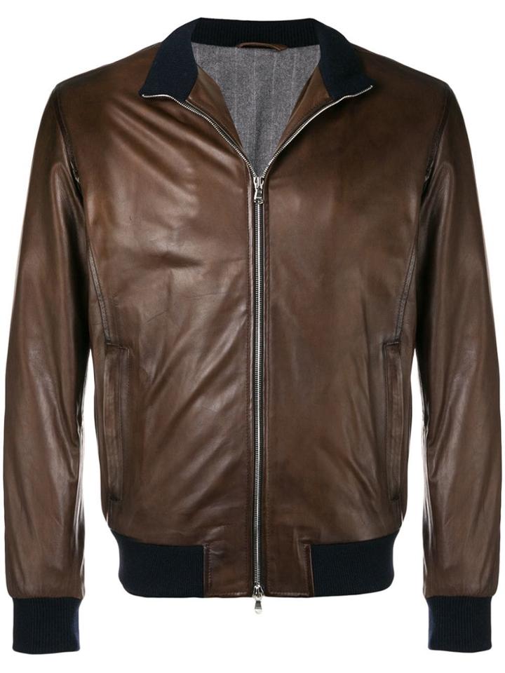 Barba Front Zip Jacket - Brown