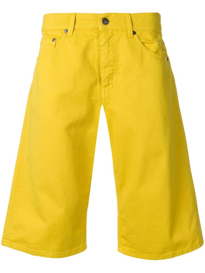 Msgm Relaxed Denim Shorts - Yellow