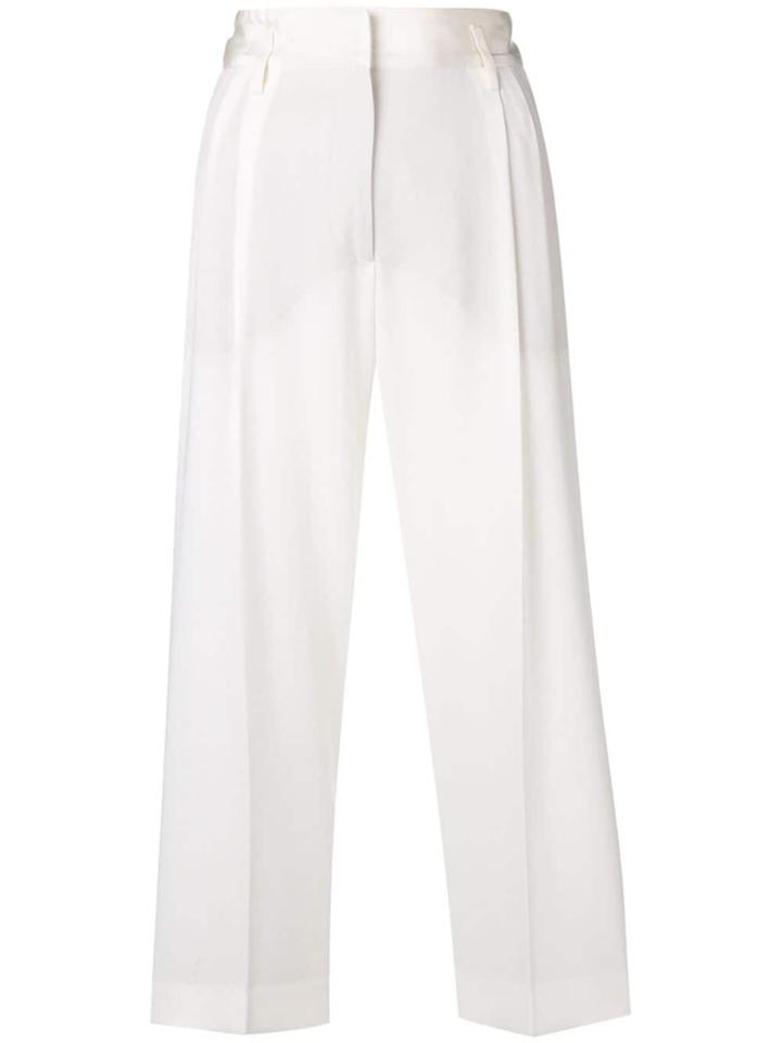 Alberto Biani Creased Cropped Trousers - White