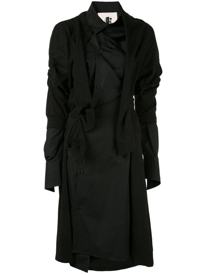 Aganovich Deconstructed Jersey Shirt Dress - Black