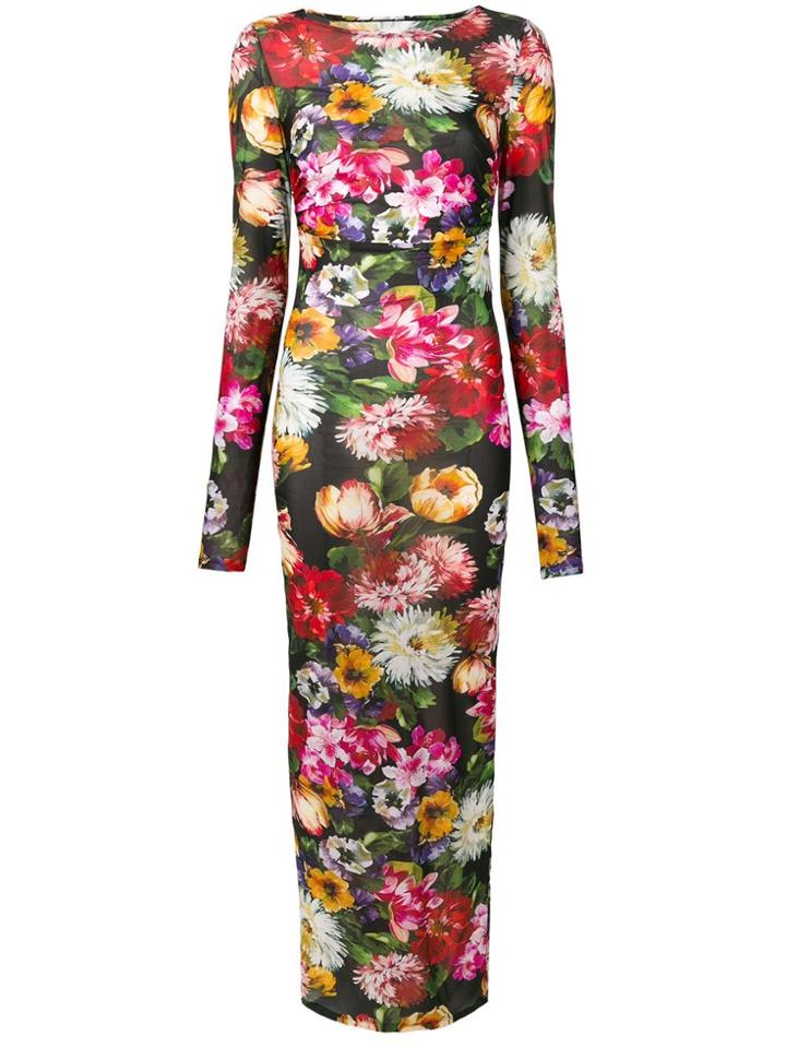 Dolce & Gabbana Floral Print Long Dress - Black