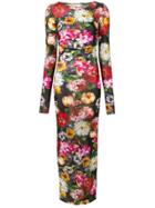 Dolce & Gabbana Floral Print Long Dress - Black